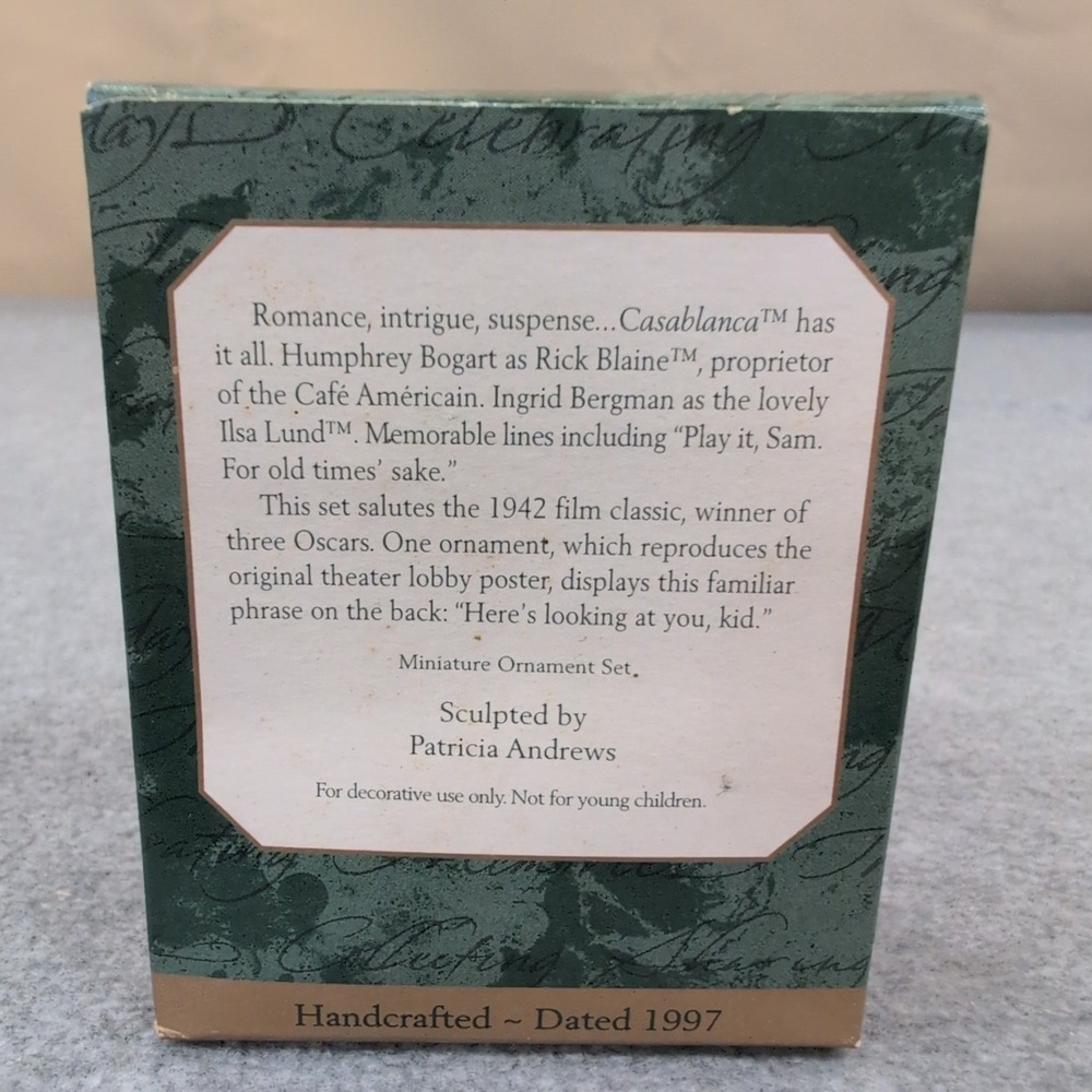 Hallmark Keepsake Ornament Casablanca Set of 3 Rick Ilsa Victor Laszlo‎ 1997 - Picture 2 of 3